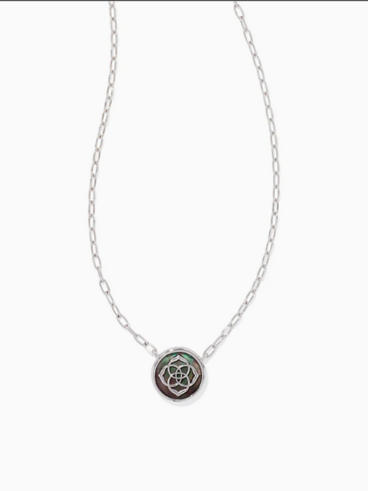 Kendra Scott - Stamped Dira Rhodium Pendant Necklace Black Mother of Pearl