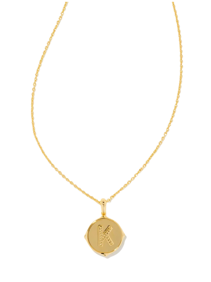 Kendra Scott Letter K Disc Pendant Necklace - Gold Iridescent