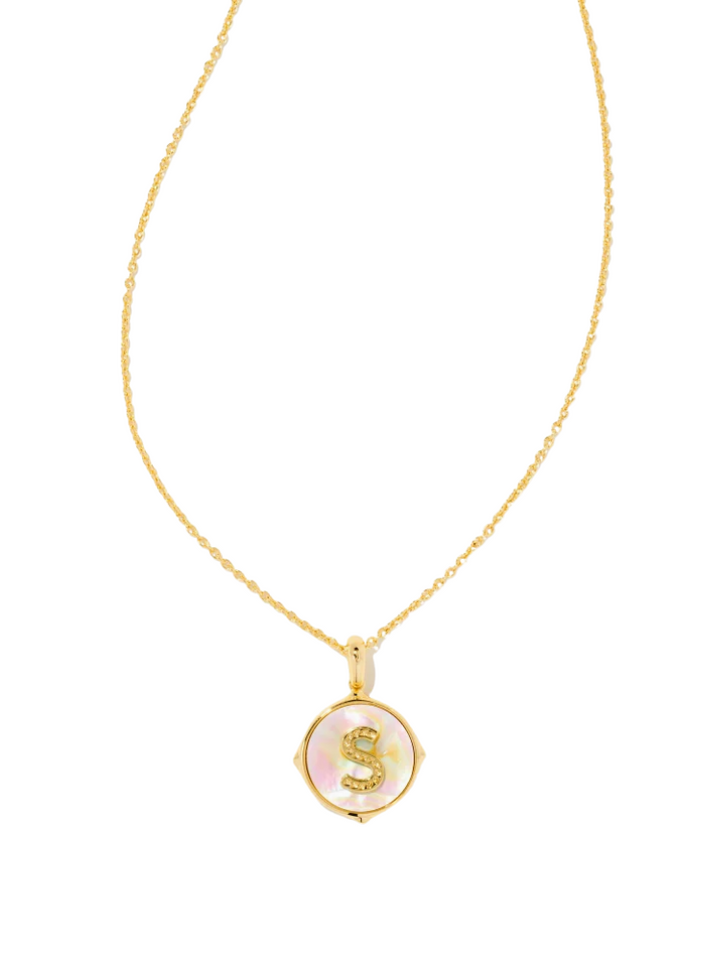 Kendra Scott Letter S Disc Pendant Necklace - Gold Iridescent