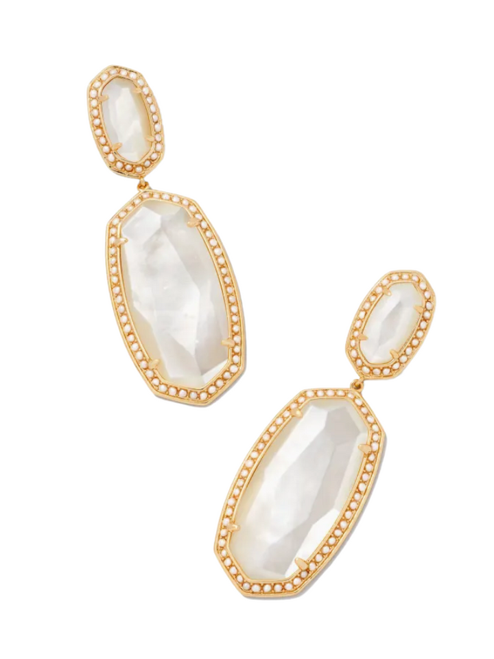 Kendra Scott Pearl Beaded Elle Statement Earrings - Gold & Ivory Pearl