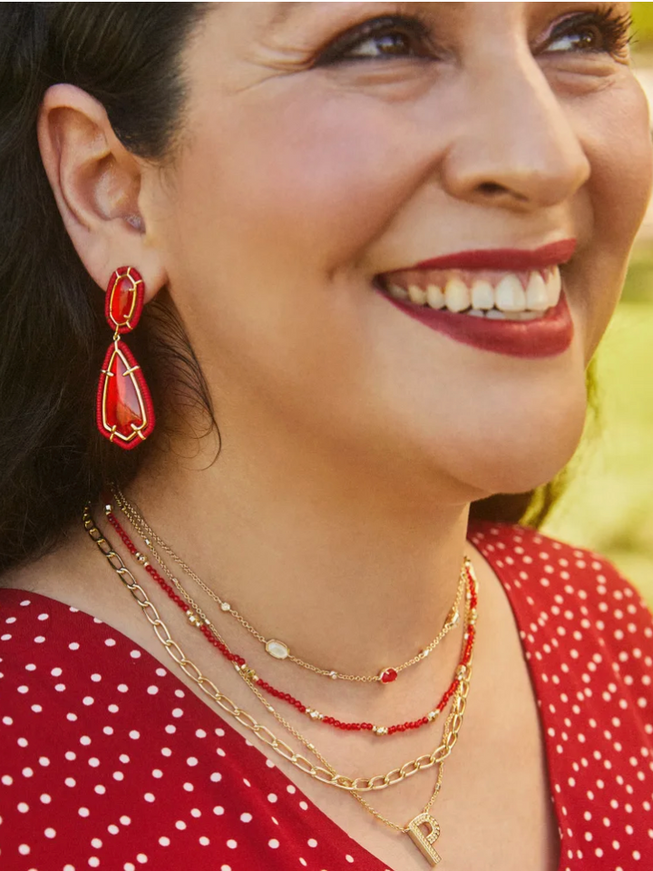 Kendra Scott Britt Gold Choker Necklace - Red Glass