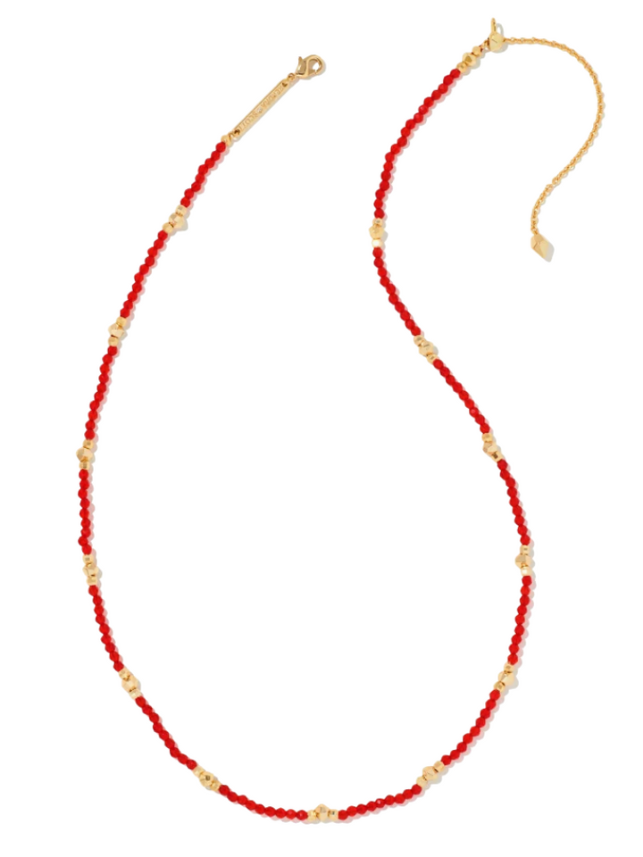 Kendra Scott Britt Gold Choker Necklace - Red Glass