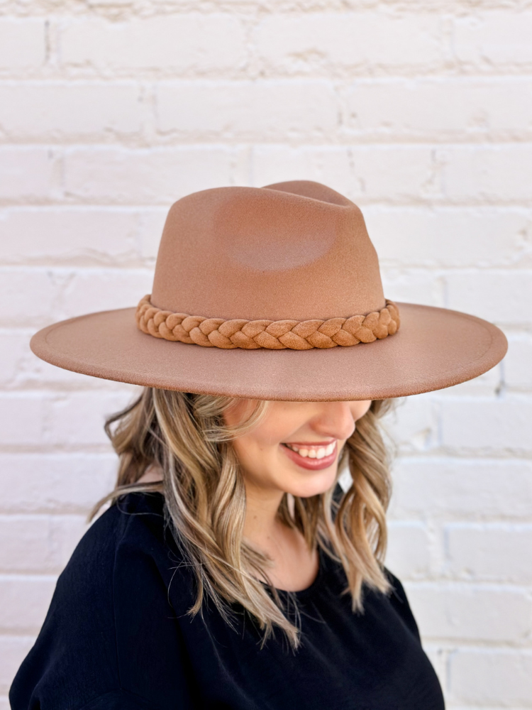 The Classy Wide Brim Hat- Brown