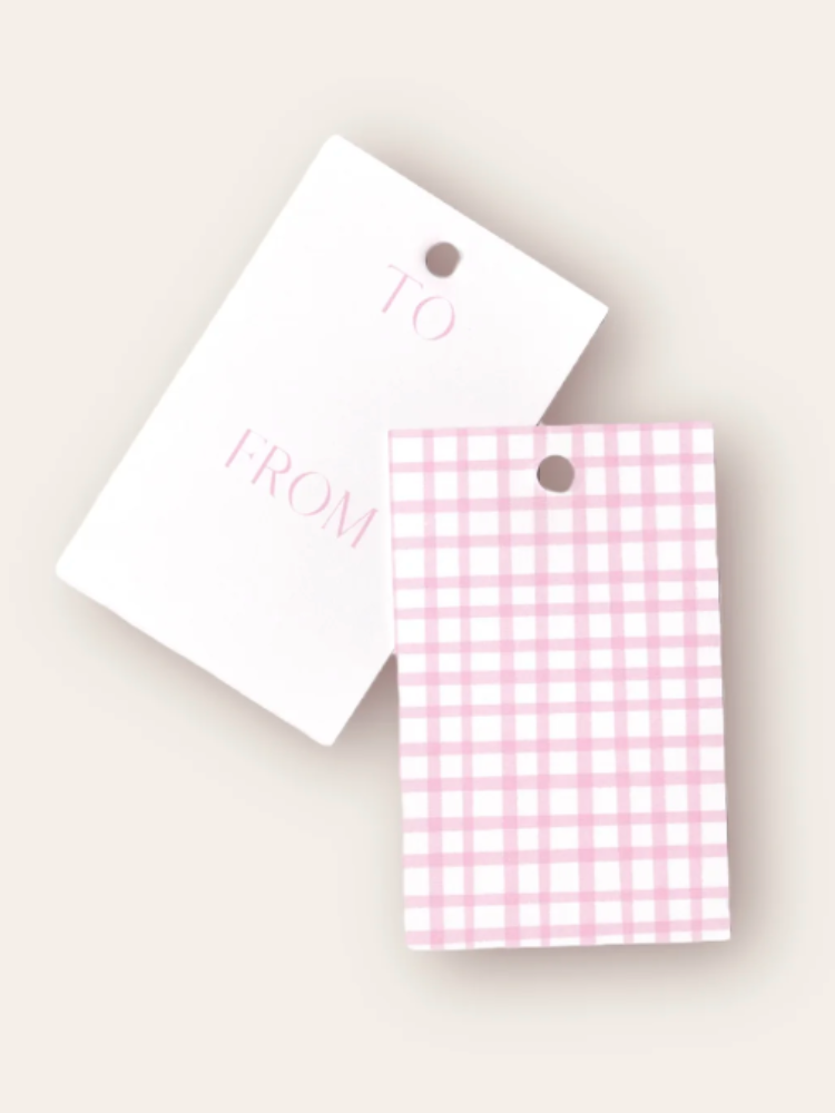 Audi + Alf Gift Tags - Preppy Pink check