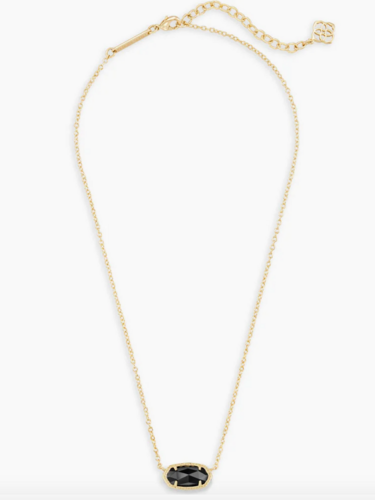 Kendra Scott - Elisa Gold Pendant Necklace In Black Opaque Glass