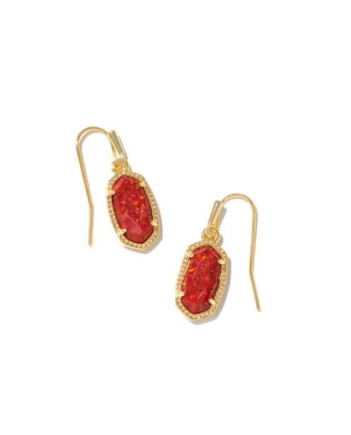 Kendra Scott Lee Earrings - Gold Red Kyocera Opal